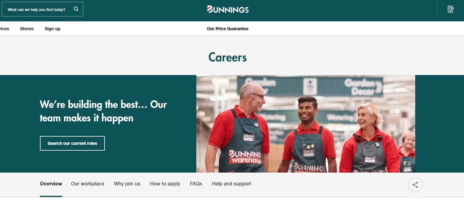 Bunnings Application with Official Website