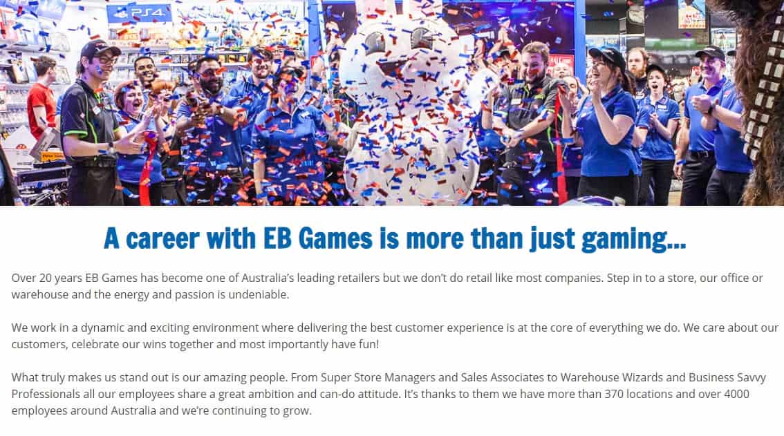 EB Games official career page